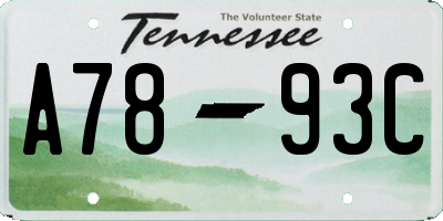 TN license plate A7893C