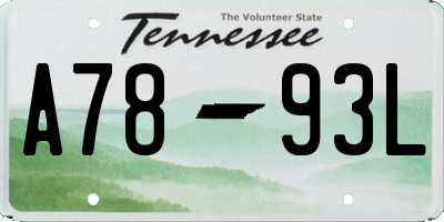 TN license plate A7893L