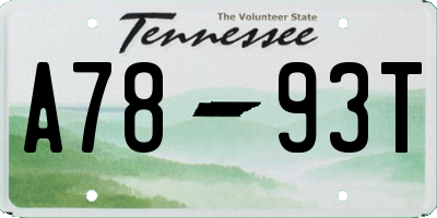 TN license plate A7893T