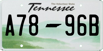 TN license plate A7896B