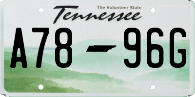 TN license plate A7896G
