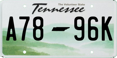 TN license plate A7896K