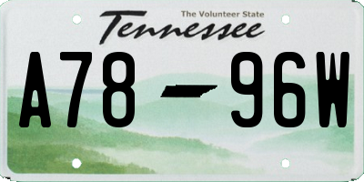 TN license plate A7896W