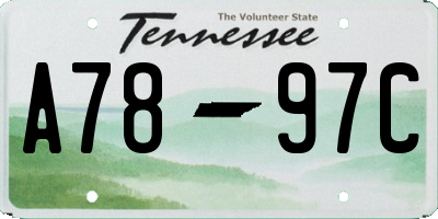 TN license plate A7897C