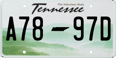 TN license plate A7897D