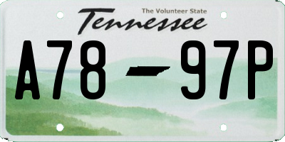 TN license plate A7897P