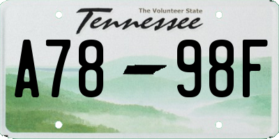 TN license plate A7898F