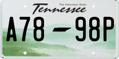 TN license plate A7898P