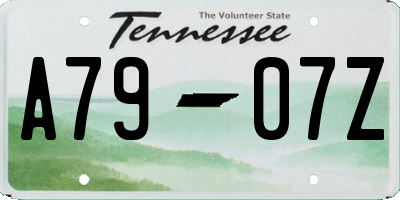 TN license plate A7907Z