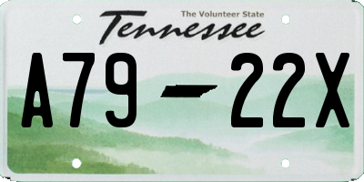 TN license plate A7922X