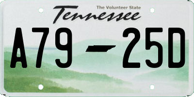 TN license plate A7925D