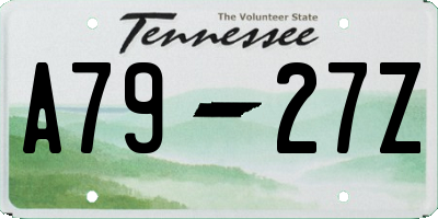 TN license plate A7927Z