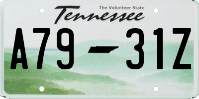 TN license plate A7931Z