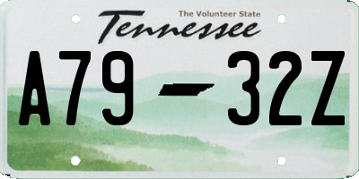 TN license plate A7932Z