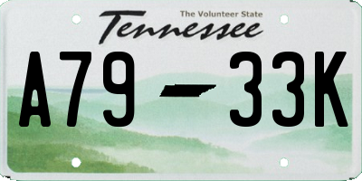 TN license plate A7933K