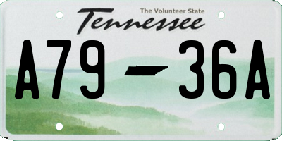 TN license plate A7936A
