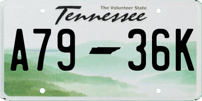 TN license plate A7936K