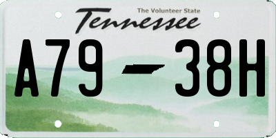 TN license plate A7938H