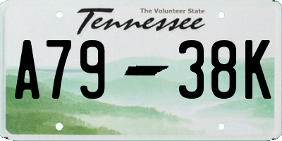 TN license plate A7938K