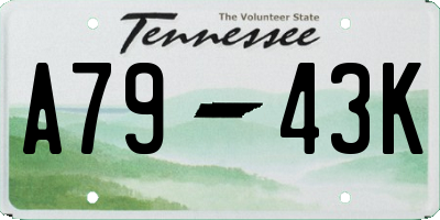 TN license plate A7943K