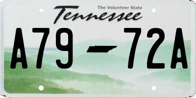 TN license plate A7972A