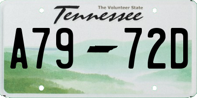 TN license plate A7972D