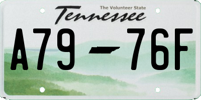 TN license plate A7976F