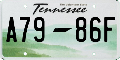 TN license plate A7986F