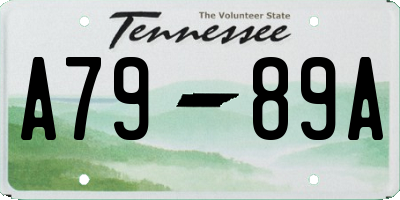 TN license plate A7989A