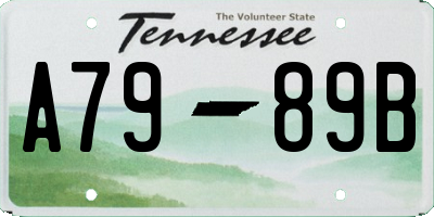 TN license plate A7989B