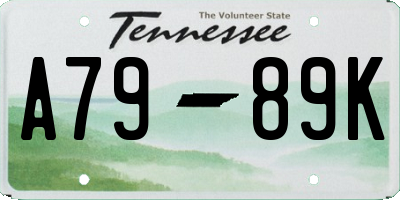 TN license plate A7989K