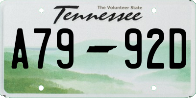 TN license plate A7992D