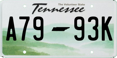 TN license plate A7993K