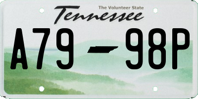 TN license plate A7998P
