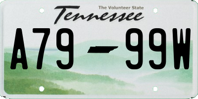 TN license plate A7999W