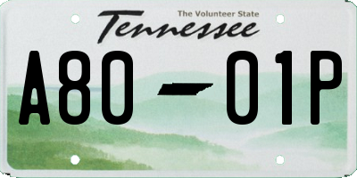 TN license plate A8001P