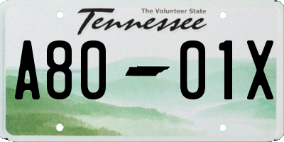 TN license plate A8001X