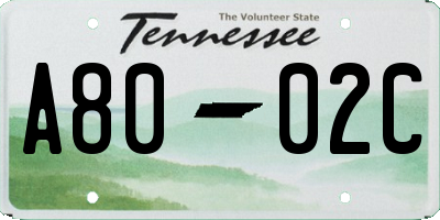 TN license plate A8002C