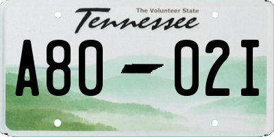 TN license plate A8002I