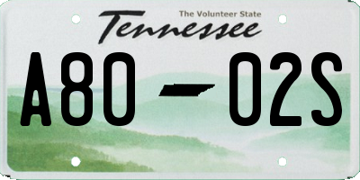 TN license plate A8002S