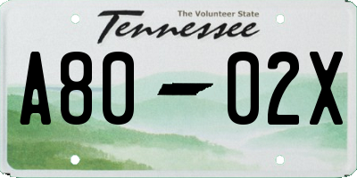 TN license plate A8002X