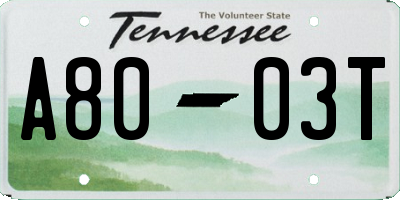 TN license plate A8003T