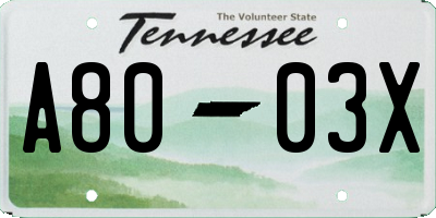 TN license plate A8003X