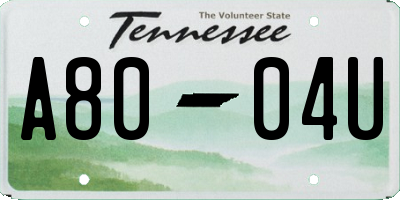 TN license plate A8004U