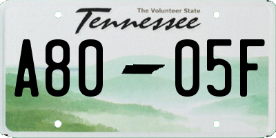 TN license plate A8005F