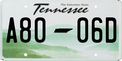TN license plate A8006D