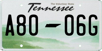 TN license plate A8006G