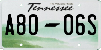 TN license plate A8006S
