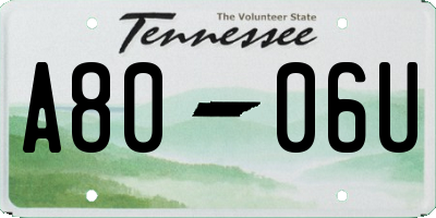 TN license plate A8006U