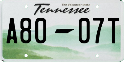 TN license plate A8007T